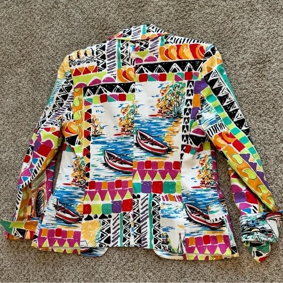 Harvé Benard Art to Wear Vintage-Inspired Elsbeth Blazer Petite 2P Bold Print - Picture 7 of 12